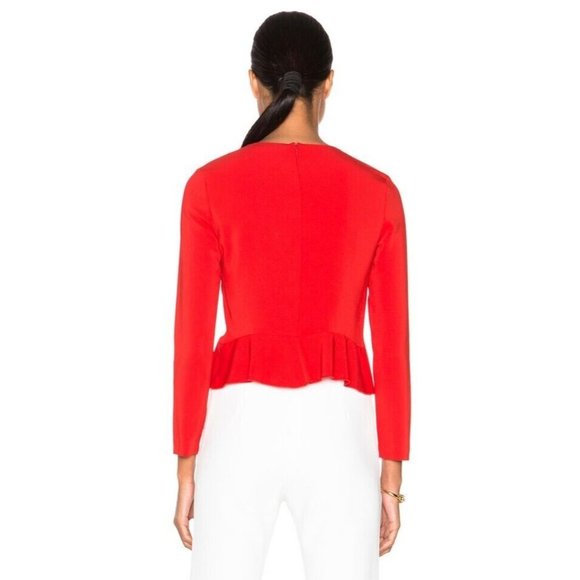 A.L.C. Women's Ann Top Size 6 Red Crepe Peplum Back Zipper Valentines Holidays - Picture 3 of 12